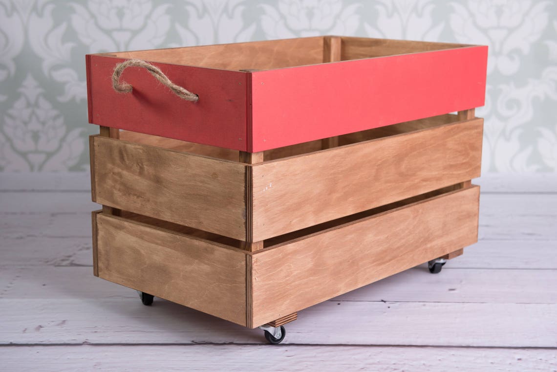 Wood Toy Box on Wheels Case for Toys Toy Chest Coffer Etsy
