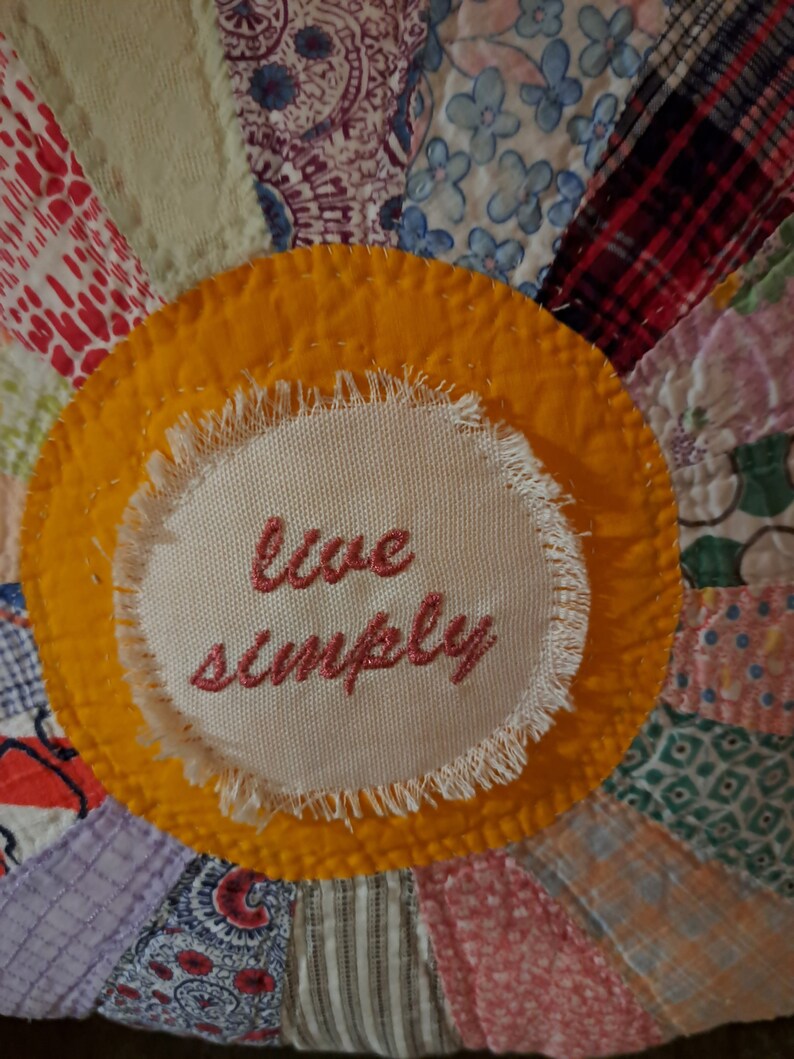 Antique Quilt Pillow, Vintage Quilt Throw Pillow, Farmhouse Antique