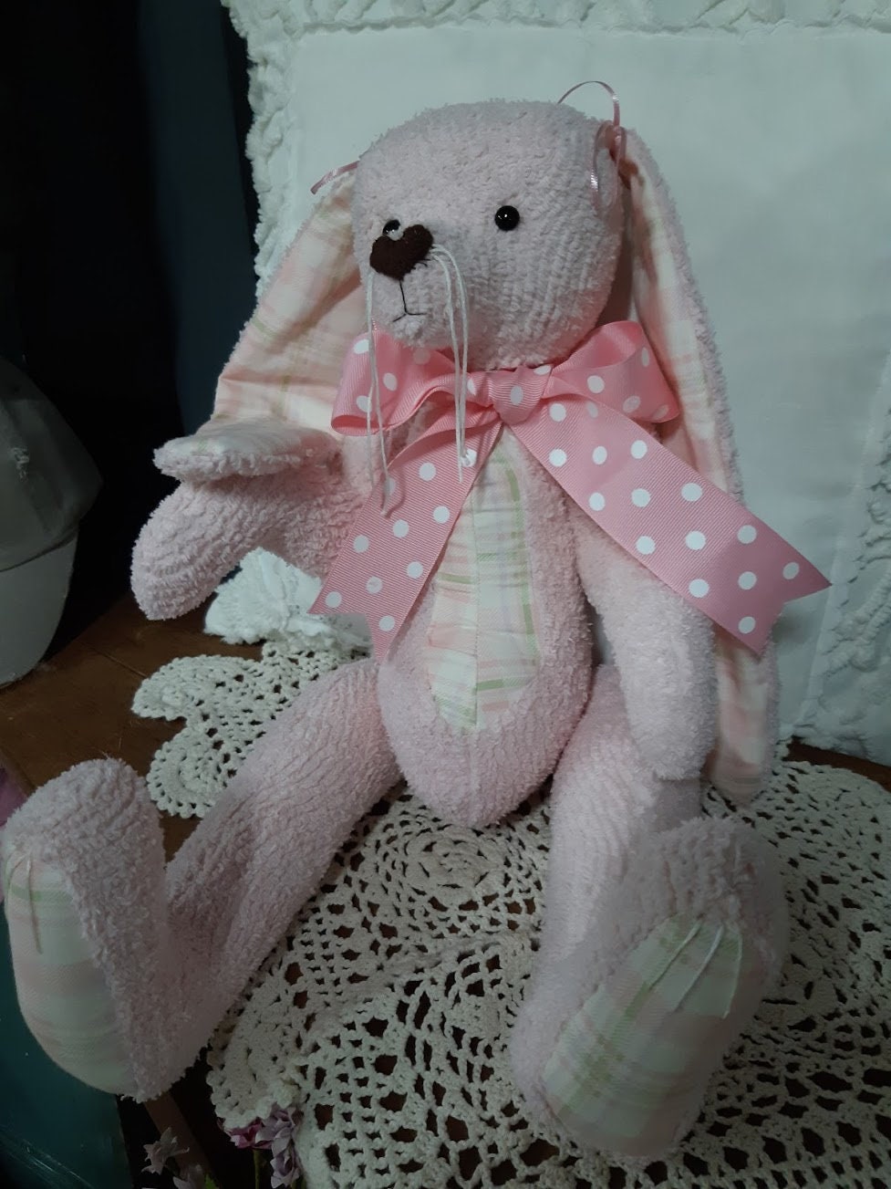 Stuffed Bunny Vintage Jointed Chenille Bunny Easter Bunny Etsy