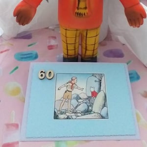Rupert Bear Grußkarten - 60.Geburtstagskarten Handgemacht mit originalen 1960 Vintage Bildern von Rupert Bear & jedem Geburtstagsalter vorhanden