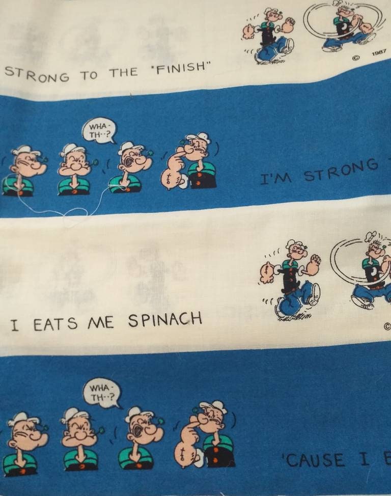 Popeye Fabric Vintage 1950s 1970s 1980s Excellent Condition