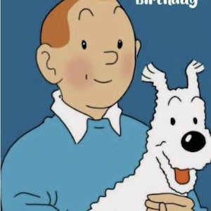 Tarjetas de felicitación de Tintín y Milú. Preciosas tarjetas de Tintín y Milú de 11,5 x 14 cm con sobre y presentadas en una bolsa de celofán.