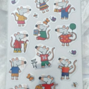 Souris Maisy Joli pack d'autocollants Maisy sous licence. Notelet Maisy et carte de joyeux anniversaire fabuleuse - 11,5 x 14 cm avec enveloppe
