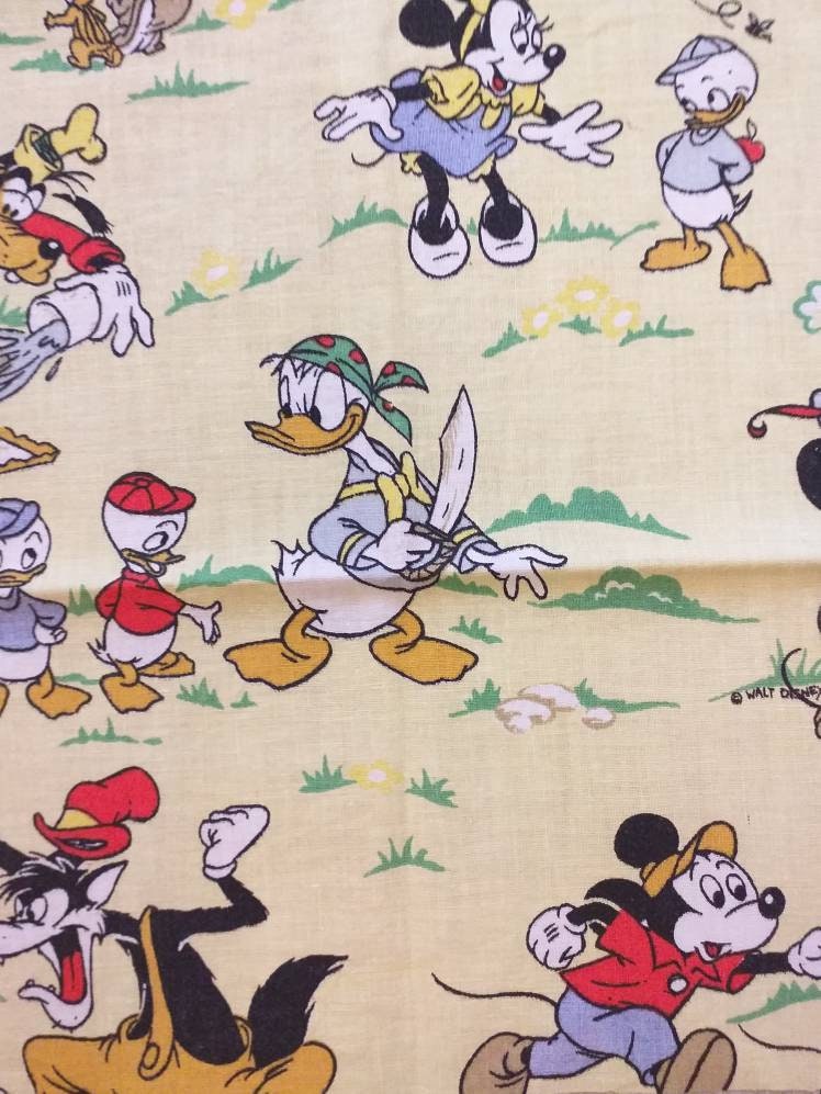 Mickey Mouse Disney Fabric Vintage unused 1950s Disney Fabric | Etsy