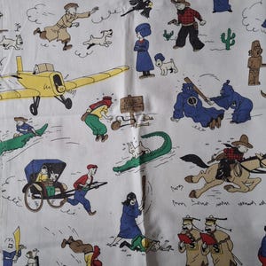 Tejido TinTin Tejido vintage raro de Hergè de 1993 en adelante - montaje de personajes - tejido recuperado buen estado tejido vintage muy raro