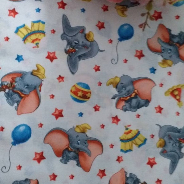 Dumbo Disney Fabric. Lovely vintage style cotton Fabric. Lovely Dumbo and Tomothy  images from original Disney 1941 film - just lovely xx
