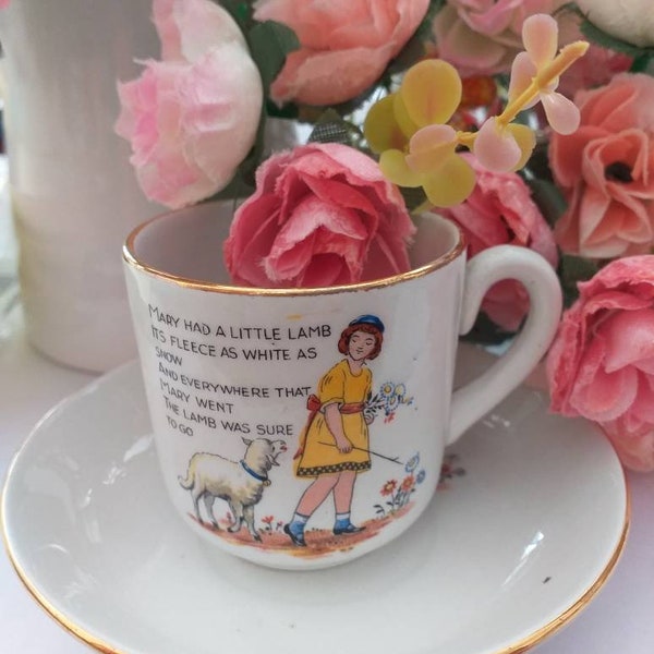Royal Doulton 1930s Nursery Rhyme plate and saucer. Vintage Pretty Mary had a little lamb delightful cup and saucer - immaculate condition x