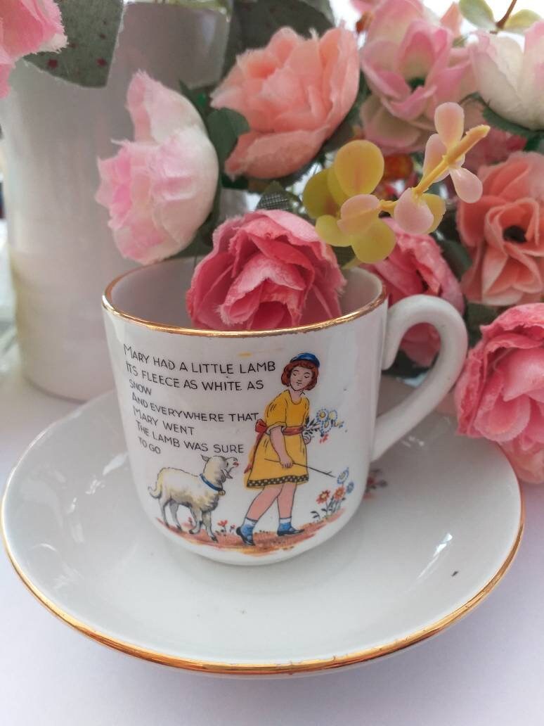 Royal Doulton 1930s Nursery Rhyme plate and saucer. Vintage Pretty Mary had a little lamb delightful cup and saucer - immaculate condition x