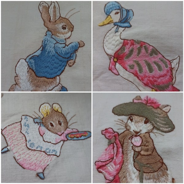 Peter Rabbit embroidered fabric 2011 by Jane Churchill from the Nursery Tales Collection Amazing Beatrix Potter fabric with cream background