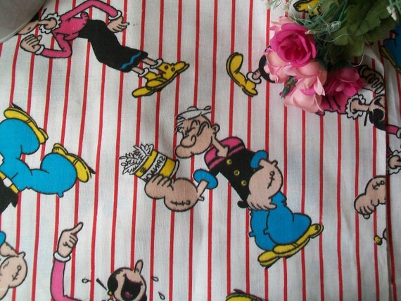 Popeye Fabric Vintage 1950s 1970s 1980s Excellent Condition