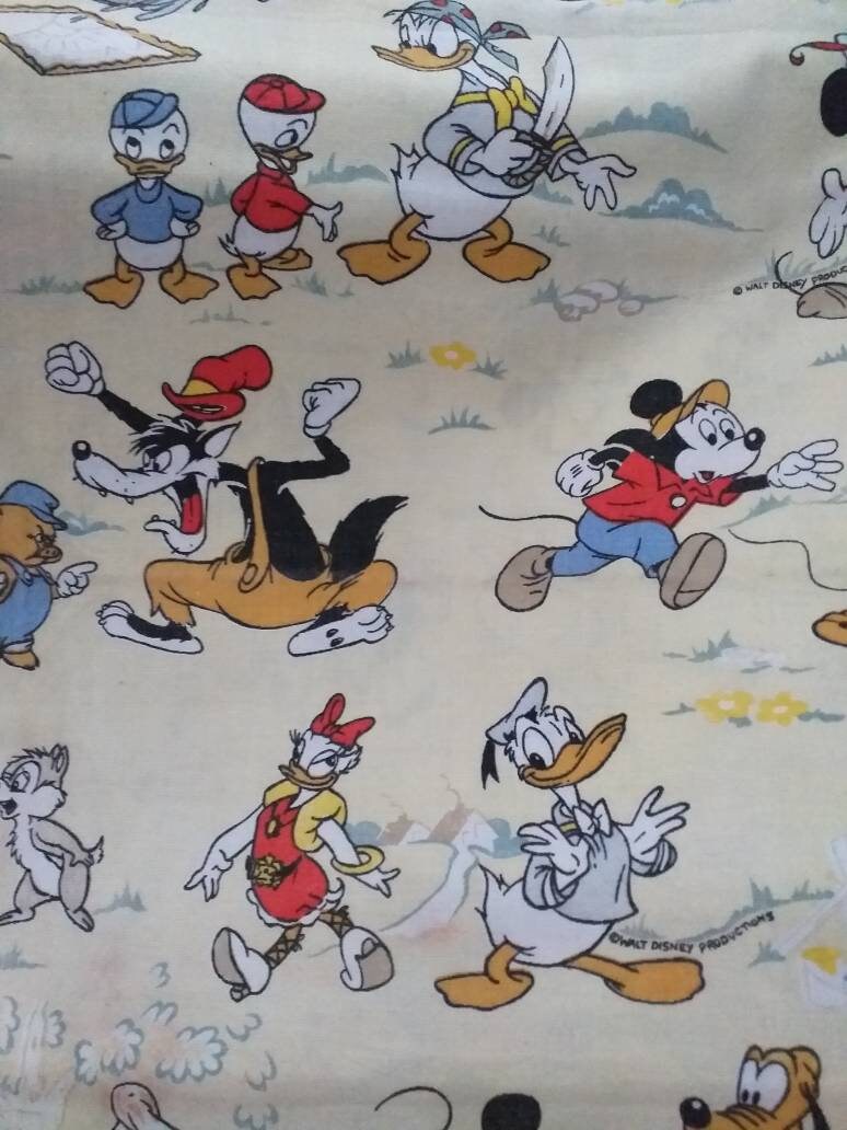 Mickey Mouse Fabric Vintage 1950s Walt Disney Reclaimed - Etsy