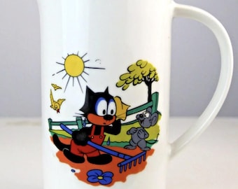 Felix the Cat limited edition 1960s Winterling Rosiau Bavarian pottery jug. Hand painted by Liz Bulls, in excellent condition 7.5" in height