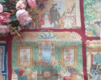 Wind in The Willows 1995 Osborne and Little - Toad Hall - rare vintage fabric and quilting pieces xx Excellent reclaimed condition xx