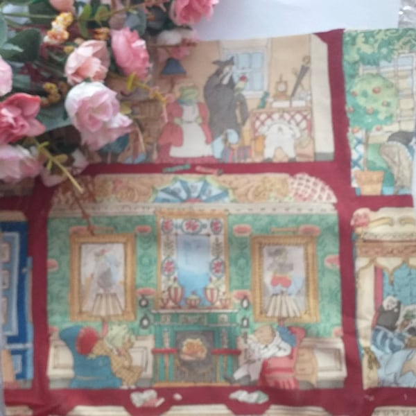 Wind in The Willows 1995 Osborne and Little - Toad Hall - rare vintage fabric and quilting pieces xx Excellent reclaimed condition xx