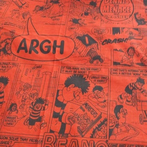 Dennis the Menace fabric - 2 brilliant Beano fabric Dennis the Menace fabrics - great cartoons of Dennis and Gnasher and more characters xx