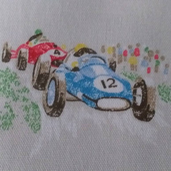 Cath Kidston Cars fabric  Vintage Racing cars in bright rich colours. Wonderful unused Cath Kidston fabric & oil cloth pencil case too xx