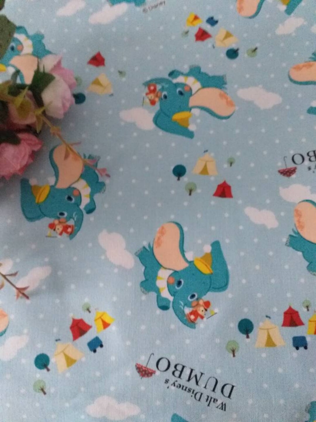 Dumbo Walt Disney Fabric. Lovely Vintage Style Cotton Rare Japanese ...