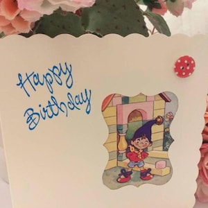Tarjetas de felicitación de Noddy & Friends: tarjetas de cumpleaños o en blanco hechas a mano con naipes coleccionables originales de Pepys de 1955, de 5 x 5 pulgadas.
