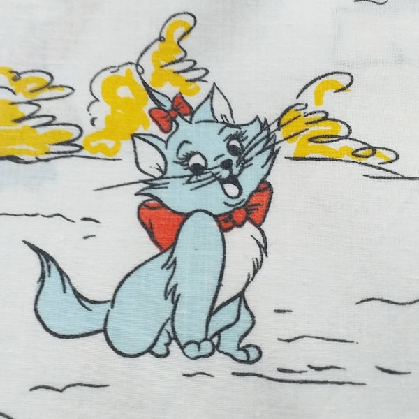 Aristocats Fabric Vintage 1970s Walt Disney Productions Fabric Lovely  Disney fabric - excellent reclaimed condition - lots of characters xx