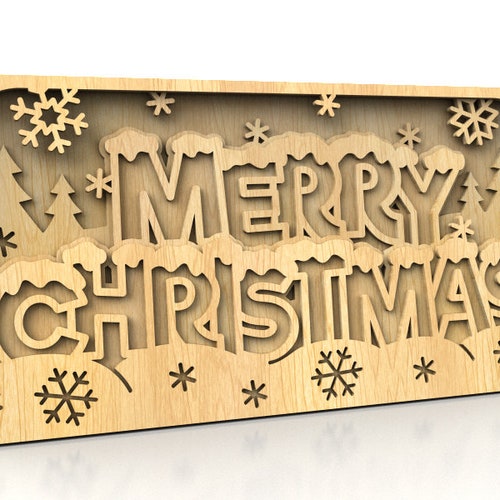 C206merry Christmas Scroll Saw Pattern pdf Dxf Svg Eps Etsy