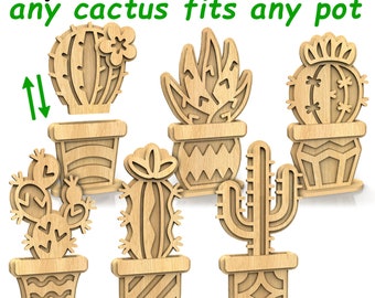 C257-Cactus set - Scroll saw pattern (pdf, dxf, svg, eps)