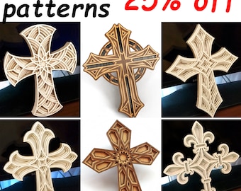 Crosses set - Scroll saw pattern (pdf, dxf, svg, eps)