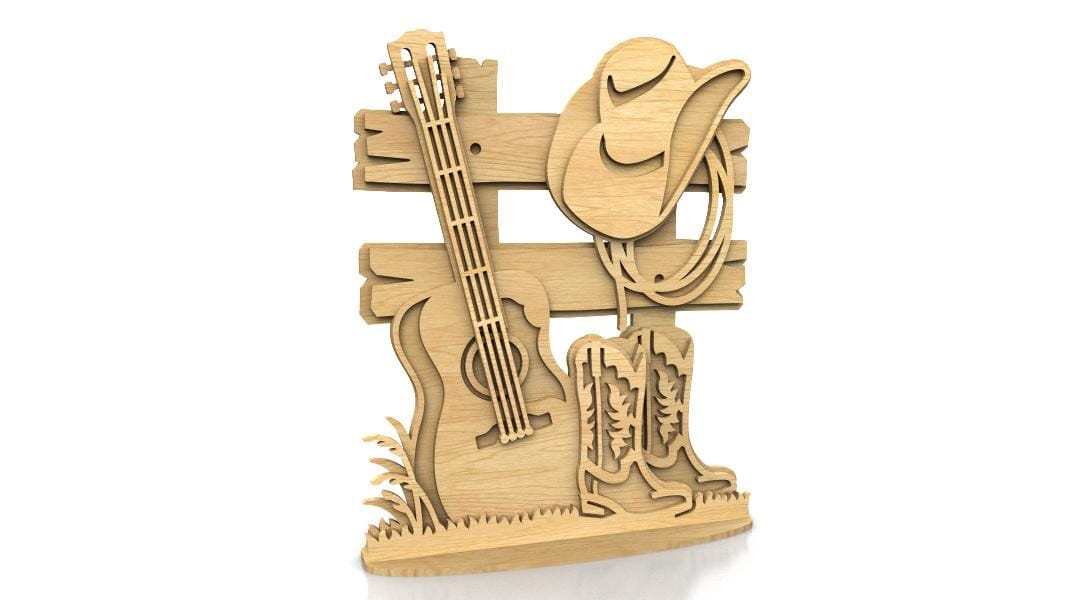 アート・デザイン・音楽 THE WOOD AND THE GRAVER Acoustic Guitar - Decor - 3D - Multi-Layer - Art – God