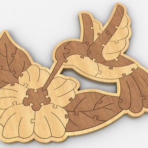 P04-Hummingbird puzzle - Scroll saw pattern (pdf, dxf, svg, eps)