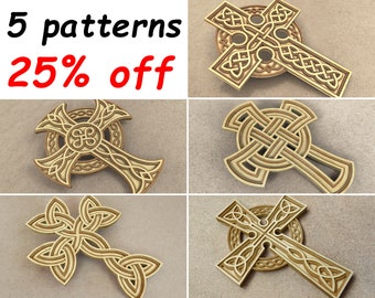 Celtic crosses set - Scroll saw pattern (pdf, dxf, svg, eps)