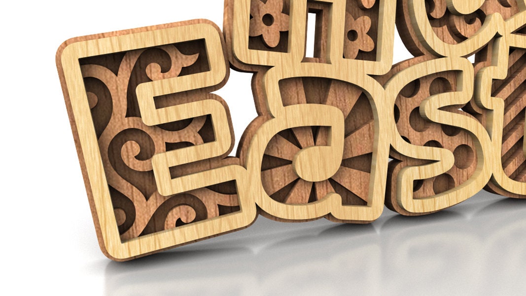 C228happy Easter Scroll Saw Pattern pdf Dxf Svg Eps Etsy