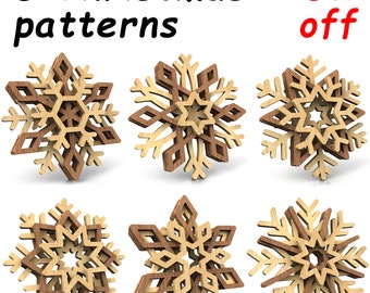 C243-Snowflake set- Scroll saw pattern (pdf, dxf, svg, eps)