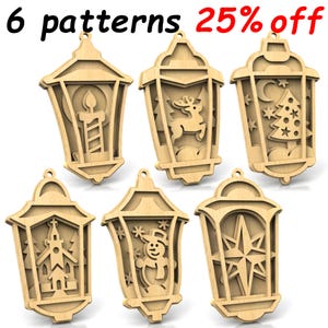 C270-Set di lampade natalizie - Modello per traforo (pdf, dxf, svg, eps)