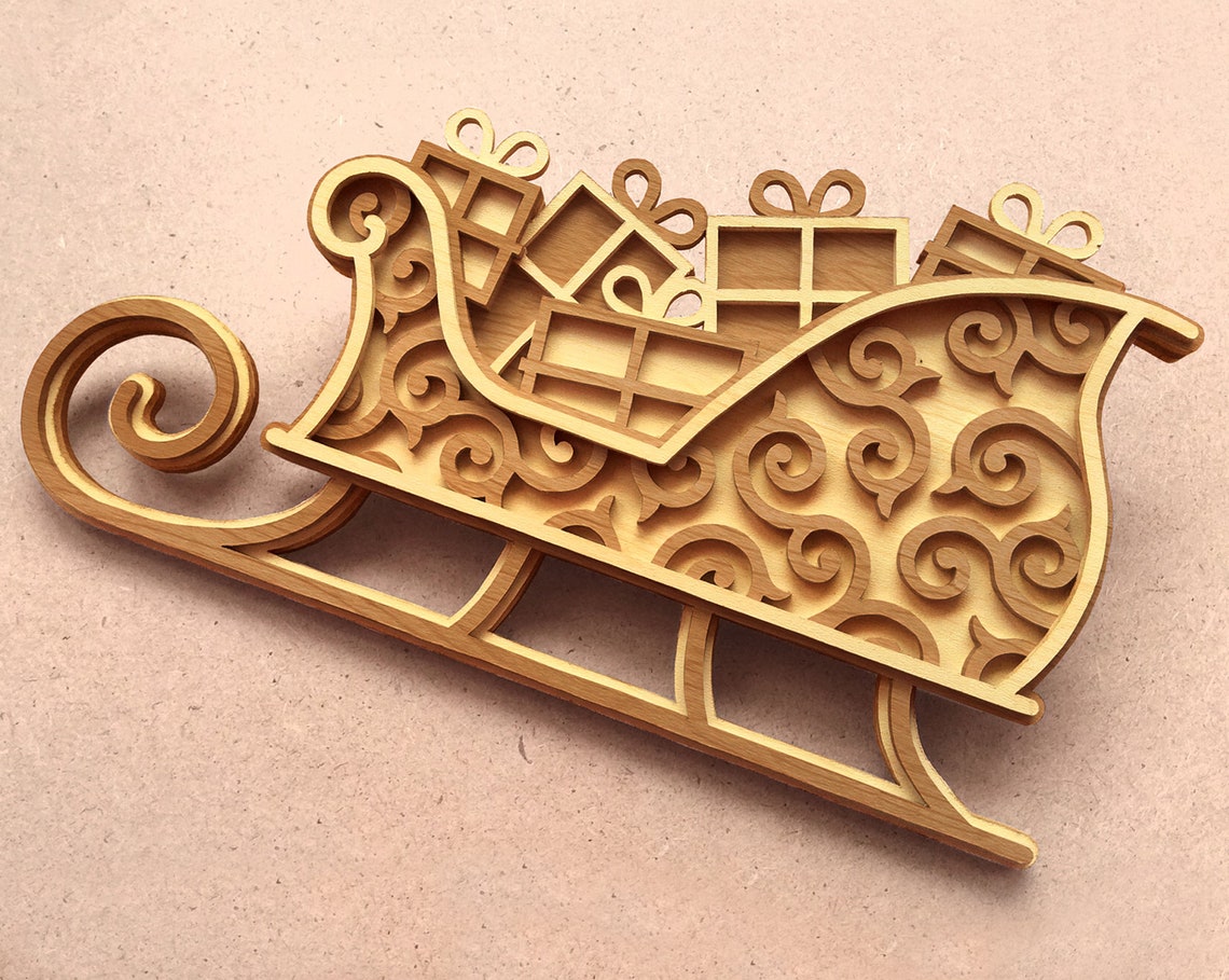 C92christmas Sleigh Scroll Saw Pattern pdf Dxf Svg Eps Etsy