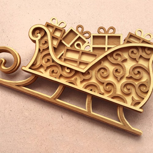 C92christmas Sleigh Scroll Saw Pattern pdf Dxf Svg Eps Etsy