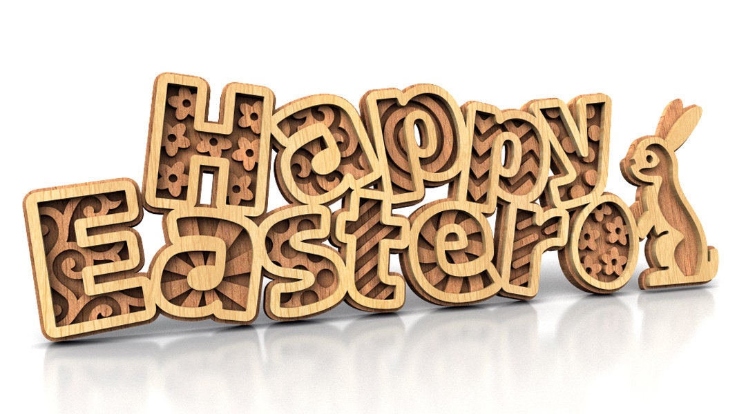C228happy Easter Scroll Saw Pattern pdf Dxf Svg Eps Etsy