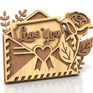 C251-Carta de amor - Patrón de sierra de marquetería (pdf, dxf, svg, eps)