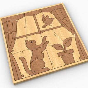 P06-Cat puzzle - Scroll saw pattern (pdf, dxf, svg, eps)