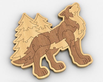 P05-Wolf puzzle - Scroll saw pattern (pdf, dxf, svg, eps)