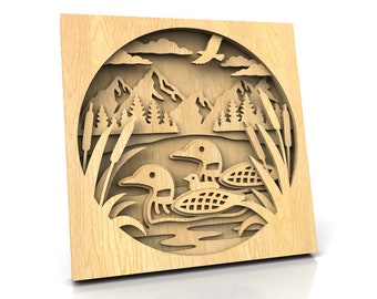 C244-Loons - Scroll saw pattern (pdf, dxf, svg, eps)