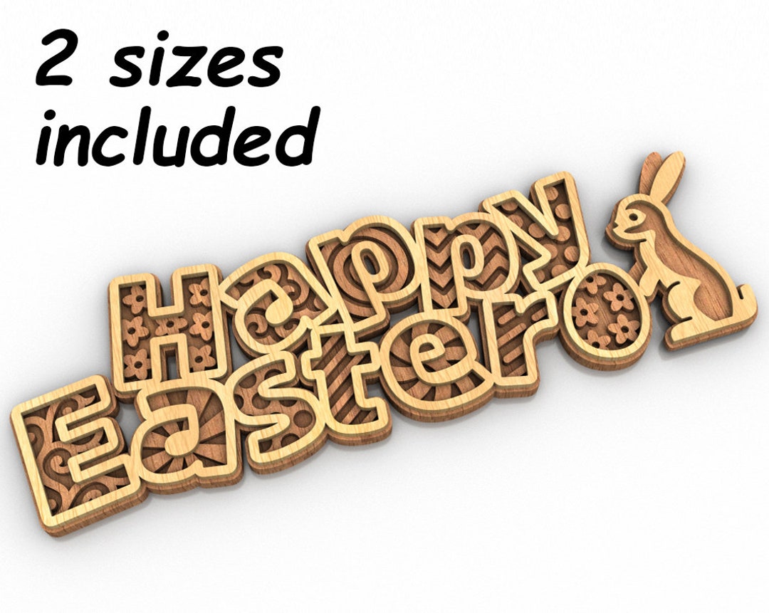 C228happy Easter Scroll Saw Pattern pdf Dxf Svg Eps Etsy