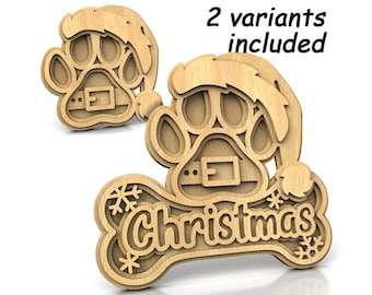 C247-Christmas paw - Scroll saw pattern (pdf, dxf, svg, eps)