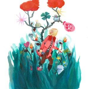 Kleurrijke kunst voor vrouw, cadeau voor vrouw, bloemen, kwaliteitposter, Verjaardagscadeau, Woondecoratie, Beperkte Oplage, Aan de muur