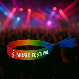 Custom Music Festival Wristbands – Full Color Cloth Bands for Events & Parties – With Logo – Reusable or Disposable
