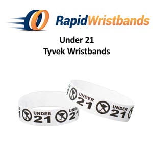 100 Rapidwristbands Under 21 Tyvek Wristbands for events - 3/4'' X 10'' Waterproof