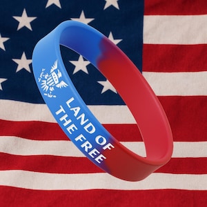 Fourth of July Custom Silicone Wristbands – USA Ink-Filled Bracelets for Events, Parties, Parade, Fundraisers & Giveaways – Red White Blue