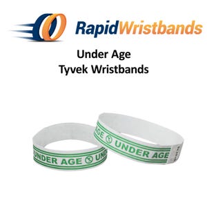 100 "Under Age" Tyvek Wristbands for events - 3/4'' X 10'' Waterproof - RapidWristbands