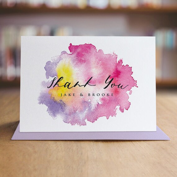 Personalized Thank You Note Card Set / Watercolor Thank You Etsy