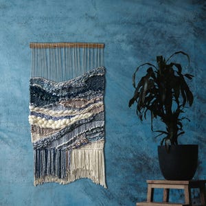 fiber wall art, textured wall art, long woven wall hanging, wall tapestry, woven wall decor, textile wall decor, weaving art, woven tapestry