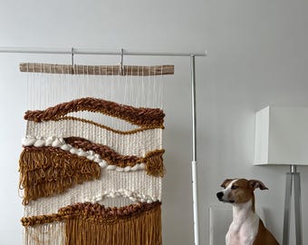 Faser Wandkunst, texturierte Wandkunst, große gewebte Wandbehang, Wandteppich, gewebte Wanddekoration, textile Wanddekoration, Webkunst, lange Wandkunst