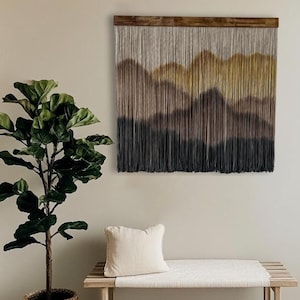 Dip dye fiber art, hand-dyed tapestry, Living room decor, Macrame Wall Hanging large, wall hangings, Dyed Macrame, Bedroom Decor, Wall Decor